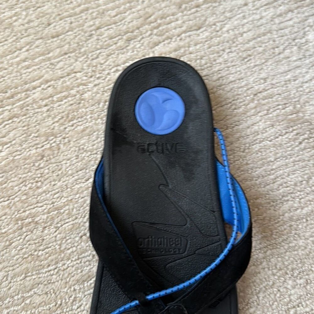 Vionics Women’s Cascade  Sandals With Orthaheel Technology, Black With Blue Trim - Picture 4 of 7